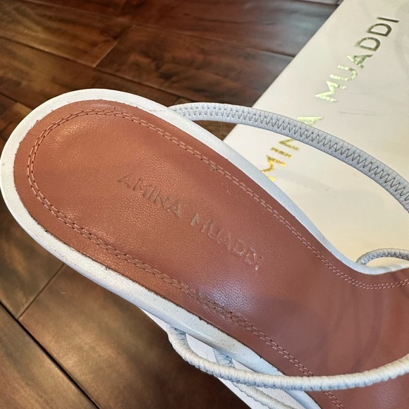 Amina Muaddi Naima Wedge Heels White Excellent condition size 38 retail $790 - Picture 5 of 8